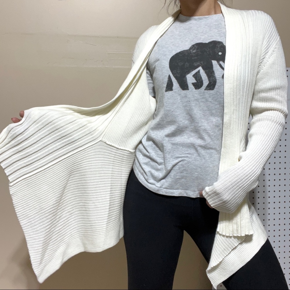 Dana Buchman Drape front Cardigan White Cream Color Open front Cardigan